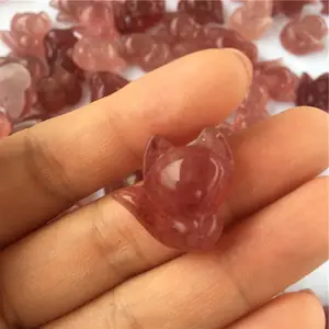 En gros belle pendentif en cristal de quartz naturel de fraise rouge renard cristal Bijoux