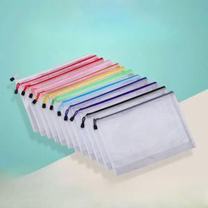 Custom <b>A4</b> Size Transparent Mesh PVC Waterproof Zipper Document Organizer School Office Subject Storage Bag - Product Image 5