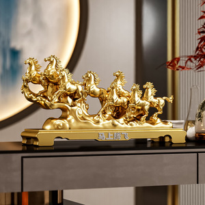 รูปปั้นม้าวิ่งแปดตัวคุณภาพสูง ราคาดีที่สุด สำหรับตกแต่งสำนักงาน ห้องทำงาน และเป็นของขวัญขึ้นบ้านใหม่ ของตกแต่งบ้านทำจากเรซิ่น - Product Image 4