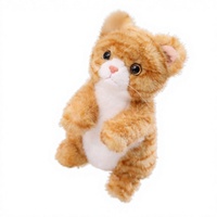 Boneka Kucing Pendek Berbulu Lembut Lucu dan Menyerupai Asli, Warna Oranye Tabby, Dekorasi Meja, Hadiah Ulang Tahun dengan Isian Kapas PP