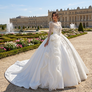 Dw0180 <span class=keywords><strong>Abito</strong></span> <span class=keywords><strong>da</strong></span> Sposa di Lusso a <span class=keywords><strong>Maniche</strong></span> Lunghe <span class=keywords><strong>con</strong></span> Perline e Paillettes, Vestito <span class=keywords><strong>da</strong></span> <span class=keywords><strong>Cerimonia</strong></span> Personalizzato Jancember - Product Image 1