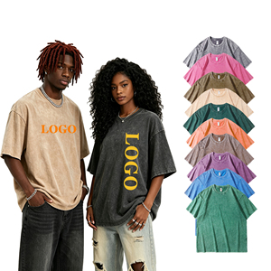 เสื้อยืดสตรีทแวร์วินเทจทรงโอเวอร์ไซส์สำหรับผู้ชาย ผ้าคอตตอนหนา 260 กรัม ล้างสีแบบแอซิดวอช รับสกรีนลายตามสั่ง เสื้อยืดเปล่า - Product Image 1