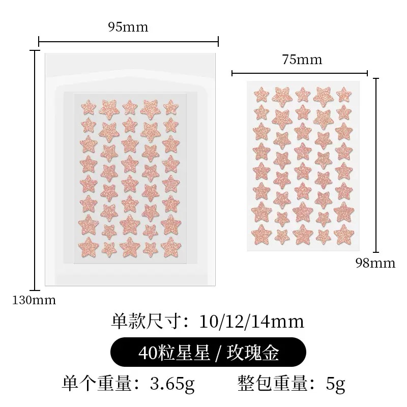 40 autocollants étoiles en or rose