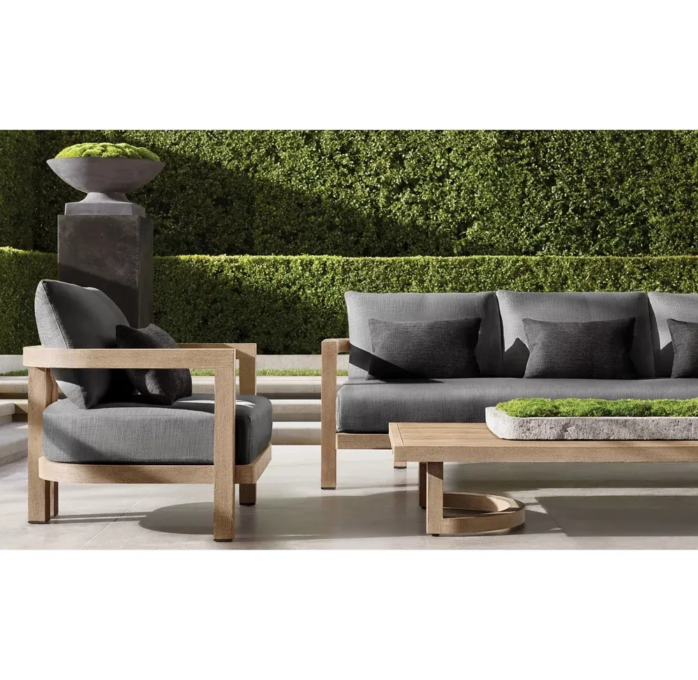 Nova chegada de luxo conjunto de móveis de exterior de madeira maciça de teca moderna conjuntos de pátio sofá de jardim