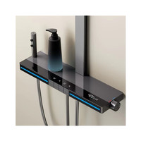 Olife Banos Nieuw Design Badkamer Gunmetal Wit Kleur Blauw Led Licht Piano Key Douchekop Kraan Warm Koude Douche Set