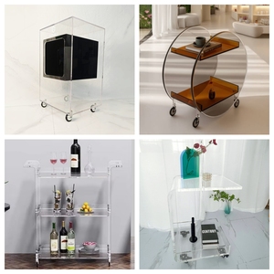 Chariot acrylique de haute qualité avec roues Service chariot alimentaire pour organisateur cosmétique Spa & Salon de beauté chariot à cils - Product Image 6