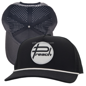 Casquettes de baseball sportives perforées découpées au laser en PVC de qualité supérieure, 5 panneaux, avec corde, imperméables, séchage rapide, personnalisables pour le golf - Product Image 1