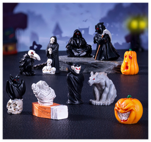 Accesorios de adorno de hadas casa de muñecas en miniatura jardín estatuilla de Halloween artesanía de resina Mini pequeño monstruo fantasma negro Hombre Lobo Murciélago - Product Image 6