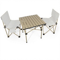 Ensemble table et chaises pliantes de plage en alliage d'aluminium, meubles d'extérieur portables pour camping, barbecue, pique-nique