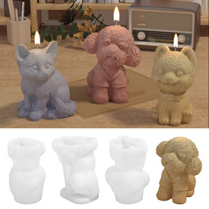 Molde de silicona INTODIY para cachorros, molde de yeso para bulldog, adorno de perro, molde para velas de aromaterapia de animales - Product Image 2