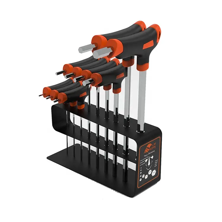 Professionele 9 stuks Extra Lange Arm t handvat Hex Key Allen wrench Set