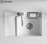 Lavabo rectangulaire en céramique Meiyani à poser sous le comptoir, petit lavabo domestique à cuve unique, planche à laver, lavabo à laver le linge