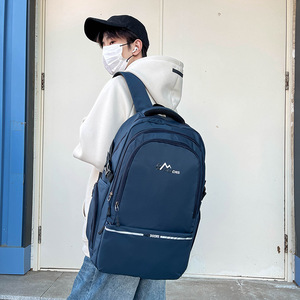 <b>Navy</b> Blue Men's <b>Backpack</b> 15 Inches Laptop Compartment Business Travel Student <b>Backpack</b> - Product Image 1