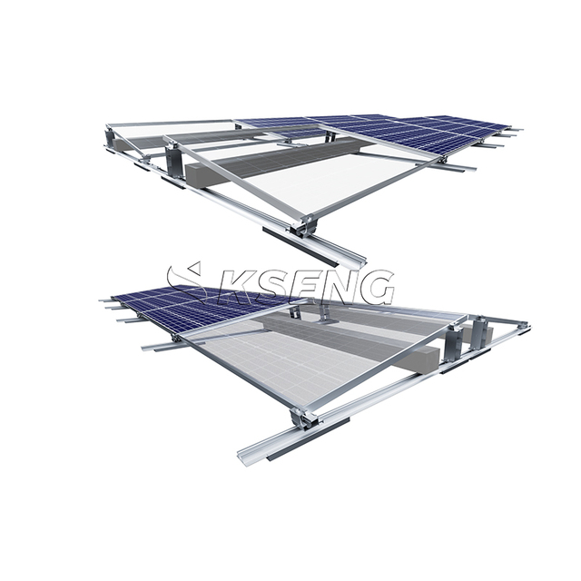Eu Warehouse Non Penetrating Ballast Racking Flat Roof Solar Panel Racks System East to West Solar PV Module Mounting Bracket