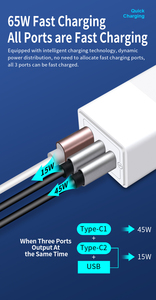 Adaptateur universel super rapide PD 64W 66W 65W <span class=keywords><strong>67W</strong></span> pour <span class=keywords><strong>Apple</strong></span> Huawei Honor iPhone Ordinateur portable 2c1a Cb Ce ul 66W Chargeur mural Gan - Product Image 3