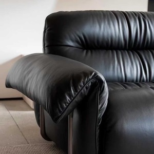 <span class=keywords><strong>Canapé</strong></span> de salon modulaire en <span class=keywords><strong>cuir</strong></span> microfibre noir, style rétro nordique, design combiné, dossier rembourré écologique - Product Image 5