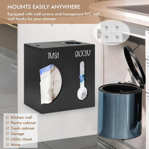 Wall Mounted 2 In 1 <b>Storage</b> <b>Box</b> 18L For Trash And Grocery Bags <b>Kitchen</b> Organizer Rectangle Shape Punch Free Design - Product Image 4