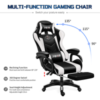 Vente en gros en usine de chaise de bureau ergonomique pour joueur de course LED RVB pivotante confortable repose-pieds en cuir design moderne en acier inoxydable