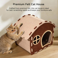 Maison pour chat en feutre classique personnalisée, lit pour animaux de compagnie d'intérieur en feutre haute densité, pliable, OEM ODM, nid de sommeil respirant