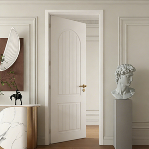 <span class=keywords><strong>Puerta</strong></span> de Dormitorio de Madera Sólida <span class=keywords><strong>Lacada</strong></span> de Estilo Francés Blanco de Alta Gama Mofan, Juego Completo con Aislamiento Acústico, Color Crema - Product Image 1
