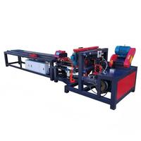 Machine horizontale multi-couches pour la pose de pieds de palettes en bois, avec fonctions de clouage et de découpe