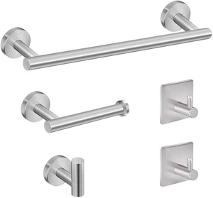 Minimalist <b>Black</b> Wall-Mounted Towel <b>Rack</b> Set Bathroom Accessories Fixed Bar Metal Finish 1 Bar Over 60cm - Product Image 5