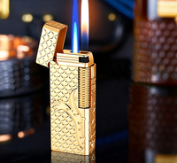 Briquet torche Jet double flamme bleue puissante coupe-vent au butane en métal portable moderne pour cigares et cigarettes 2