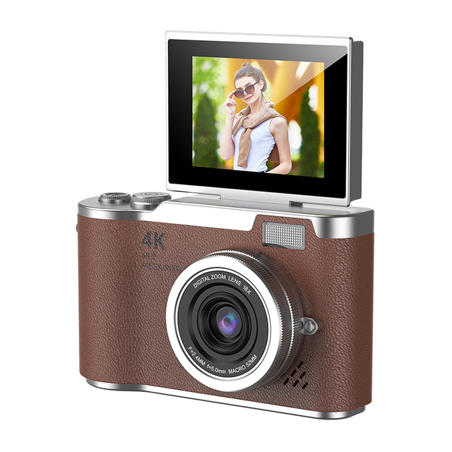 48MP 4K HD Entry Level Digital Camera 2.4 Inch Flip Selfie Screen 8X Optical Zoom CCD Anti Shake 800mAh Battery for Student