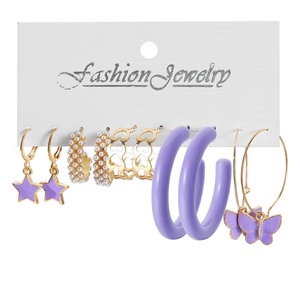 Juego de 6 <span class=keywords><strong>Pendientes</strong></span> de Aro en Forma de C, Chapados en Oro, Estilo Europeo Americano Minimalista, para Mujer, Geométricos, para Uso Diario - Product Image 3