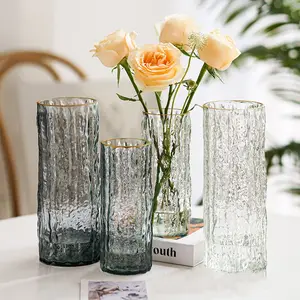 แจกันแก้วเคลือบทองสไตล์ยุโรปพร้อมของตกแต่งห้องนั่งเล่นแจกันดอกไม้น้ำที่วางดอกไม้แห้ง