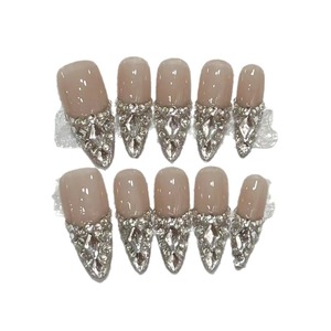 Uñas Postizas Ocean Skirt con Diseño de <span class=keywords><strong>Dobladillo</strong></span> de Cristal, Uñas Postizas de Lujo Desmontables al por Mayor - Product Image 5
