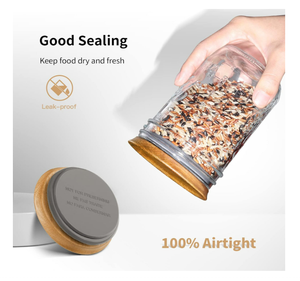 Couvre-bocaux en bois d'acacia à large ouverture de conception moderne avec joint en silicone hermétique réutilisable pour le stockage des aliments secs Fabriqué dans le Guangdong - Product Image 5