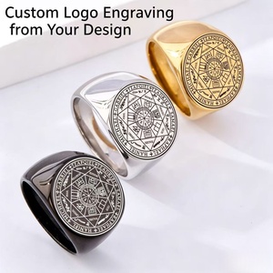 Anillo de Sello Personalizado de los Siete Arcángeles, Anillo de Acero Inoxidable Grabado a Medida, Talismán Oculto para Hombre - Product Image 1
