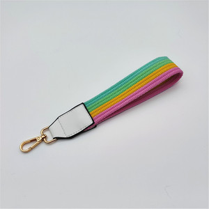 New sọc dày <span class=keywords><strong>Wristlet</strong></span> Keychain chủ cầu vồng sọc tay dây cổ tay cho các phím và ví - Product Image 6