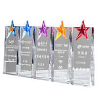 ELOR Coloré Cristal Trophée Cinq Étoiles Conception Creative Exquis Sculpté Société Réunion Annuelle Excellent Employé Souvenir