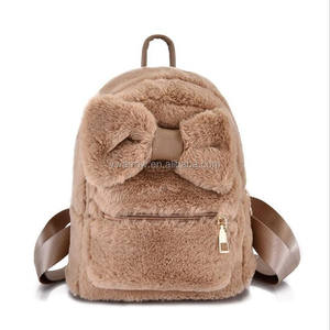 Linda chica peluda <span class=keywords><strong>Minnie</strong></span> arco de peluche Mini Orejas de conejo mochila de señora de las mujeres, <span class=keywords><strong>bolsa</strong></span> de chicas mini morral de la felpa - Product Image 3