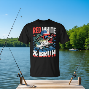 T-shirt à manches courtes pour enfants, unisexe, col rond, imprimé numérique, rouge et blanc, Fishing Adventure - Product Image 3