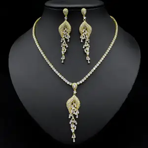 Daihe Set-3533 Yellow Zirconium 18K Gold-plated Non-fading Customized Luxury Necklace Jewelry Saudi Arabia India Wedding Set