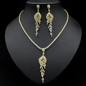 Daihe set-3533 yellow zirconium 18K gold-plated non-fading customized luxury necklace jewelry Saudi Arabia India wedding set