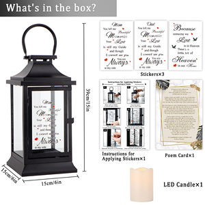 Lanterne Vintage in Metallo Nero per Candele, Lanterna Commemorativa per Tombe e Cimiteri con Candele LED per Famiglia - Product Image 6