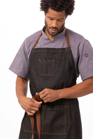 Duolai Zwarte Keuken Thuis Slabbetje Schort Voor Vrouwen Custom Geborduurd Logo Chef-Kok Koken Denim Chef Canvas Schort Met Zakken