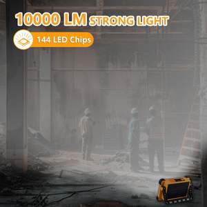 Lampe de travail portable jaune 120W 144 LED 10000LM IP66 étanche avec batterie au lithium et interrupteur, avec support pour camping extérieur et chantier - Product Image 4