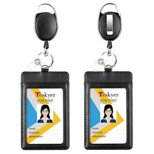 Protector de Tarjeta de Identificación Retráctil con Resorte y Hebilla Fácil de Jalar, Blanco/Negro, con Logotipo Personalizable, para Tarjetas de Trabajo, Autobús, Metro, Comedor Universitario - Product Image 3