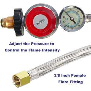 สายถักสแตนเลสปรับแรงดันได้ 0-30 PSI สำหรับแก๊ส ขนาด 5 ฟุต 12 ฟุต ขายดี - Product Image 3