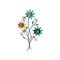 Décoration murale florale artisanale en métal blanc antique, style Art Déco, pour usage intérieur domestique