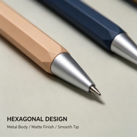 Bolígrafo metálico con cuerpo hexagonal sin clip, diseño antirrollos para oficina y escuela