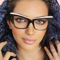 Monture de lunettes œil-de-chat grande taille style punk pour femme, couleurs contrastées uniques, verres anti-lumière bleue tendance Instagram