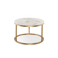 Table basse ronde de luxe pour salon, plateau en marbre, acier inoxydable, décoration d'intérieur, table centrale pour la maison et l'hôtel