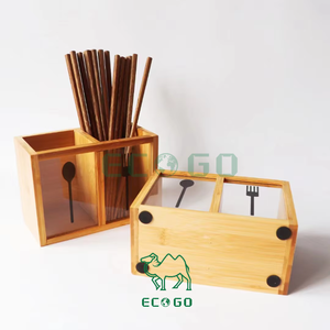 Encimera de cocina grande de alta calidad, organizador de cubiertos, cubertería, utensilio, Caddy, soporte para utensilios de madera de Bambú - Product Image 4