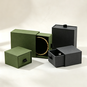 Wholesale Factory Custom logo Packaging Case Gift <b>Ring</b> Necklace Box Paper Green Blue <b>Storage</b> Drawer Jewellery Box - Product Image 2